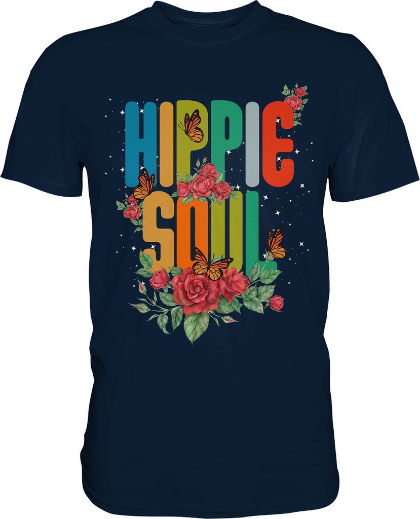 Frauen Hippie Schmetterling T-Shirt – Navy / 3XL Produktbild 
