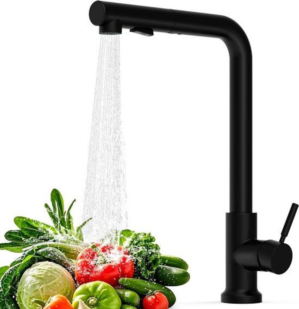 Küchenarmatur mit ausklappbarer Duscharmatur, Edelstahlarmatur, ausklappbare Armatur für die Küchenwaschbeckenarmatur