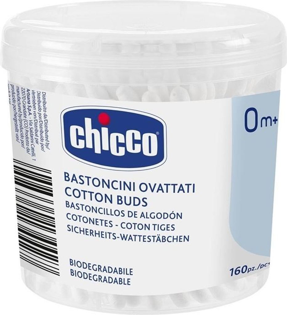 Chicco Coton-tiges pour bébé nouveau-né, 0m+, 160 pièces Image du produit 