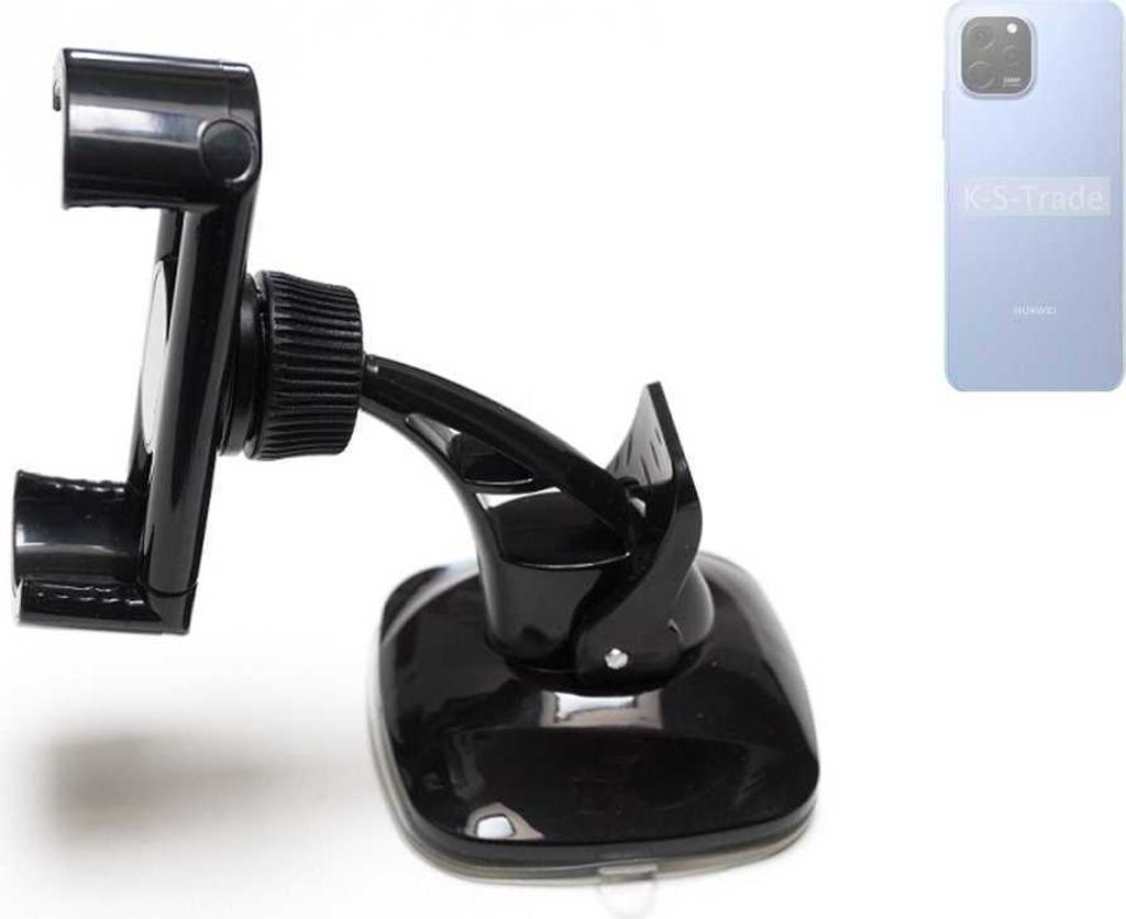 K-S-Trade kompakte Handy-Halterung Windschutzscheibe kompatibel mit Huawei Enjoy 50z Armaturenbrett schwarz Autohalterung KFZ Halter