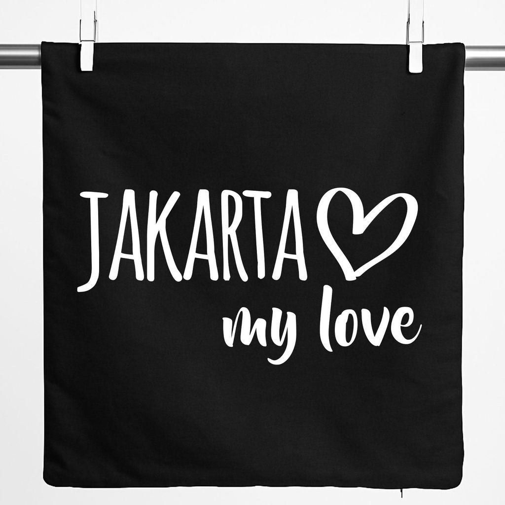 Huuraa Kissenbezug Jakarta my love 40x40cm Black Baumwolle Dekokissenbezug Geschenkidee