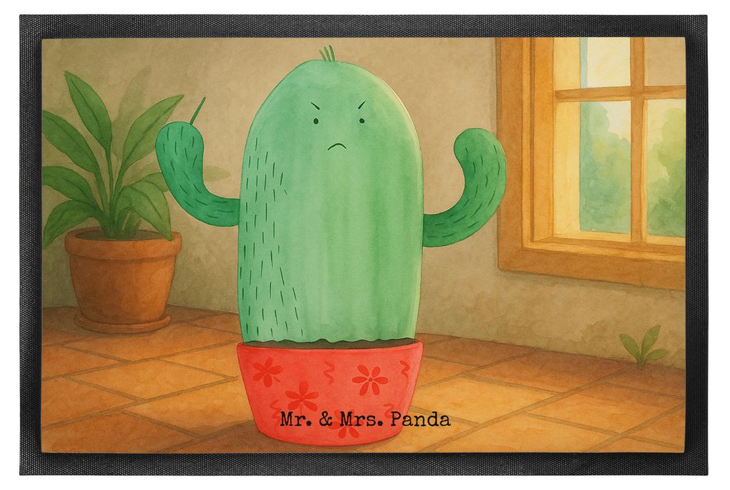 Mr. & Mrs. Panda Schmutzmatte Kaktus Wut Design 60 x 90 cm - Weiß - Geschenk, Kollege, Kakteen, Fussmatte, ärgern, Kollegin, Bodenvorleger, Türv...