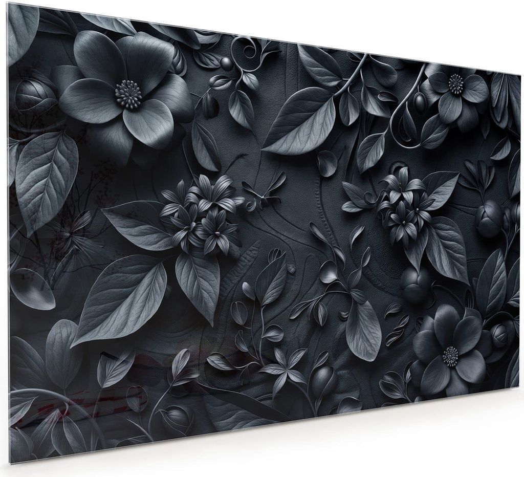 Küchenrückwand Spritzschutz Glas mit Motiv Blumenmuster Dunkel 40 x 40 cm
