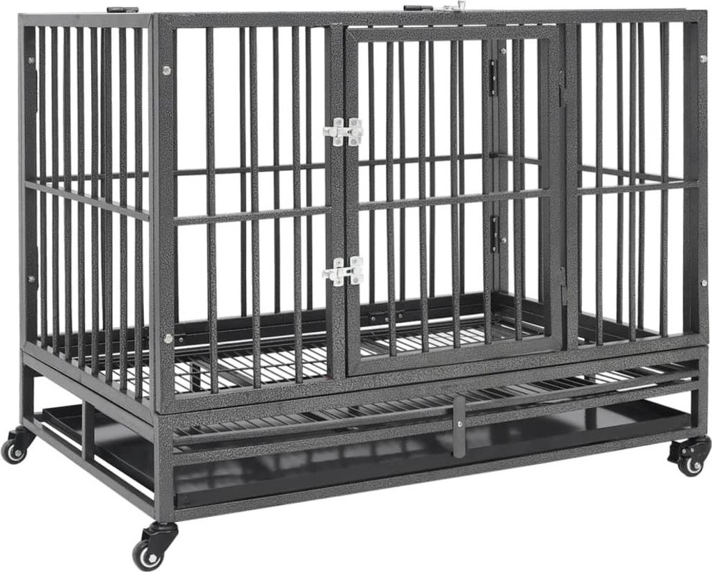 The Living Store Hundekäfig mit Rollen Stahl 92x62x76 cm Produktbild 