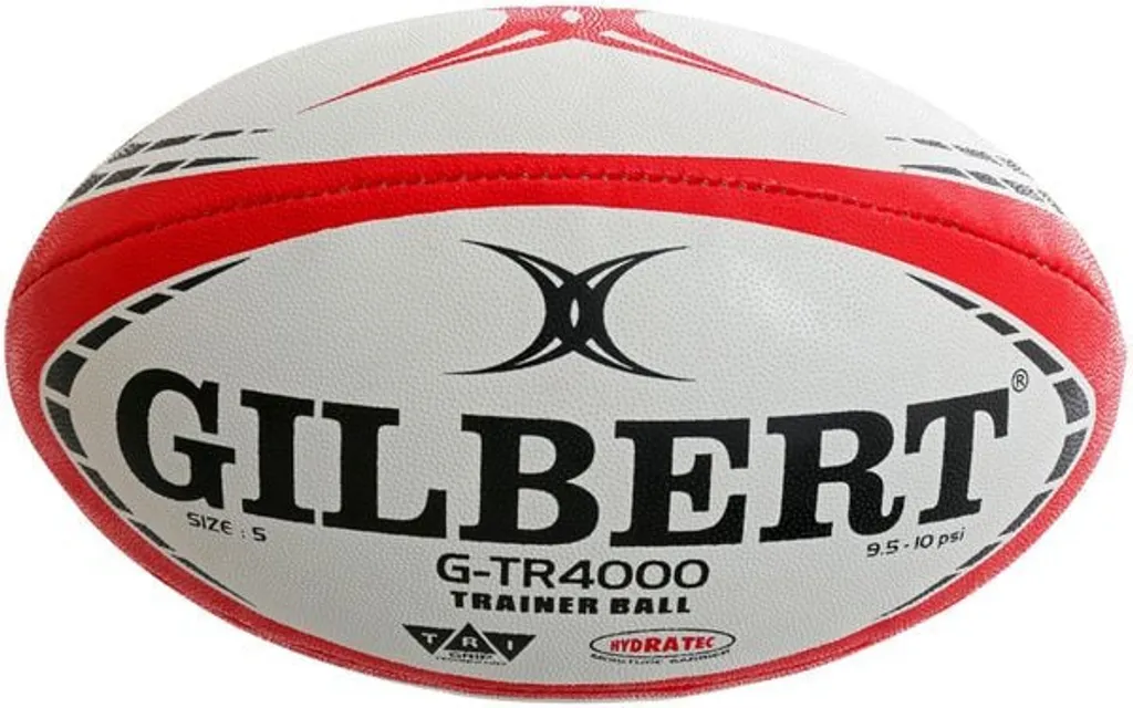 Ballon de Rugby Gilbert G-TR4000 Taille 5 Rouge avec Sac de Transport