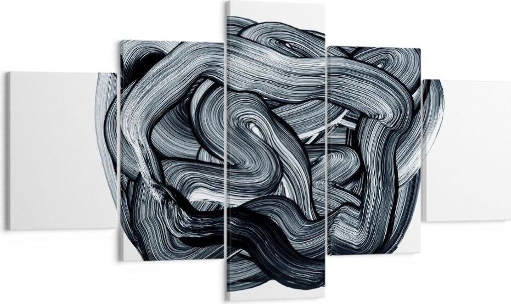 Bild auf Leinwand - Leinwandbild - 5 Teile - Abstraktion schwarz verschwommen - 125x70cm - Wand Bild - Wanddeko - Wandbilder - Leinwanddruck - Bild...