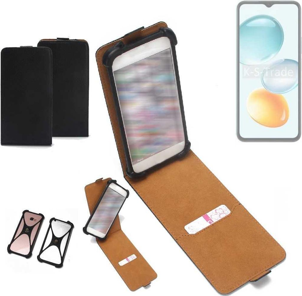 K-S-Trade Handyhülle Schutzhülle kompatibel mit Honor Play 9C Hülle Case Cover Flip Style Bumper schwarz 1x