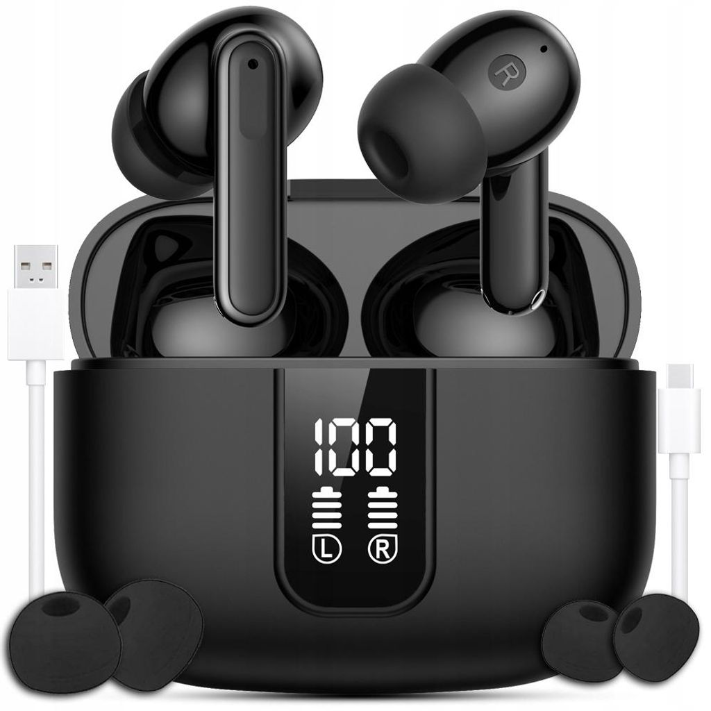 Słuchawki Bezprzewodowe Bluetooth Dokanałowe Czarne Anc Enc Zdjęcie produktu 
