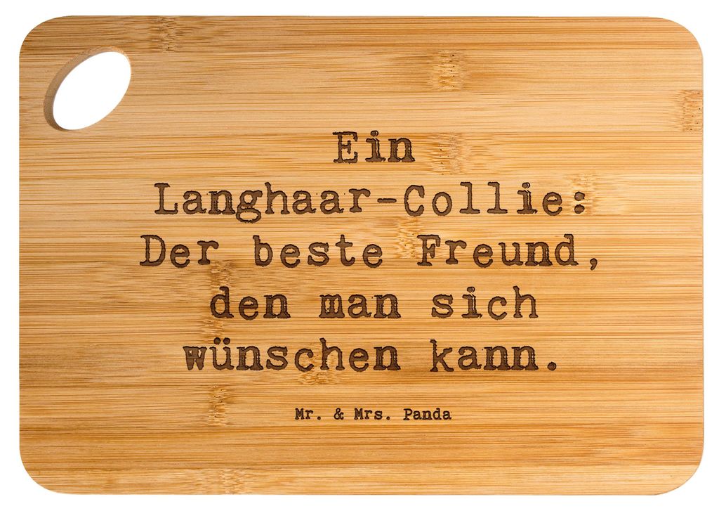 Mr. & Mrs. Panda Schneidebrett Spruch Langhaar Collie Produktbild 
