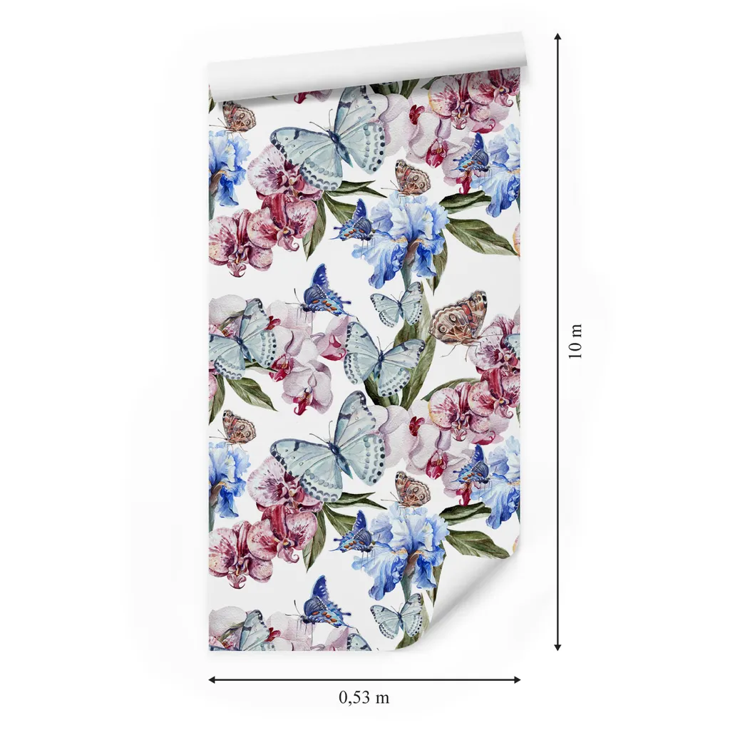 Décoration murale papier peint intissé fleurs aquarelle 10m salon XXL