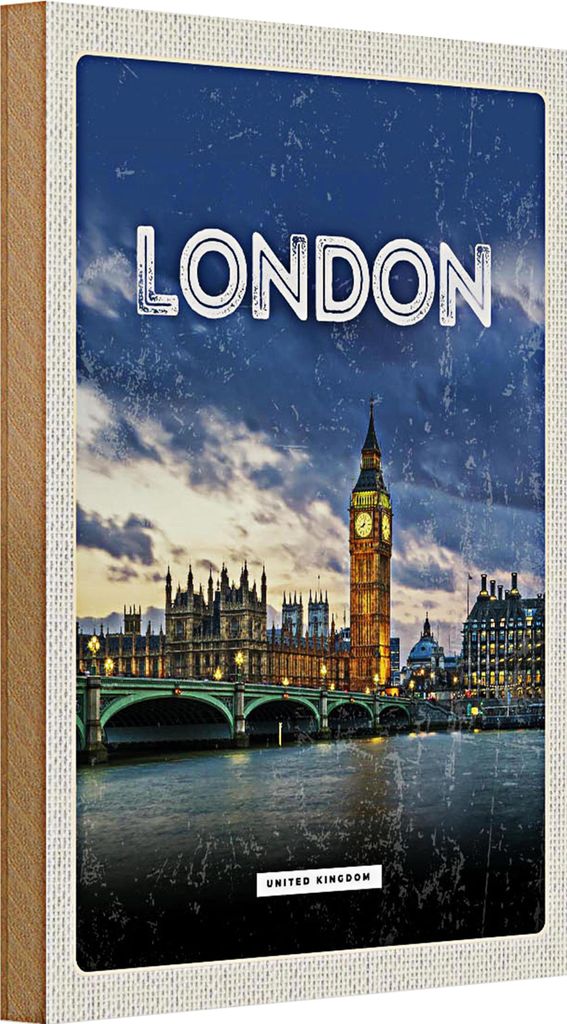 Holzschild Reise 20x30cm London United Kingdom