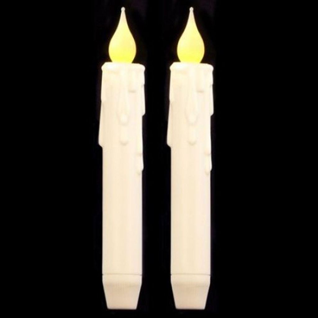 LED 2er-Set Tafelkerzen Flackerlicht mit Timer Spitzkerzen Produktbild 