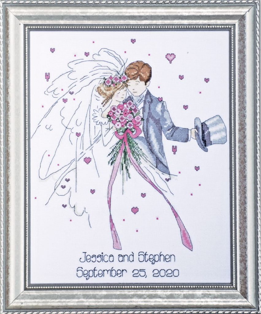 Design Works Kreuzstich Stickpackung "Hochzeitspaar", Zählmuster, 28x36cm