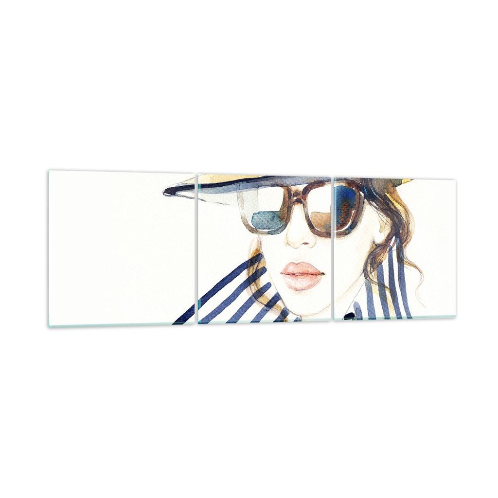 Bilder auf glas - Frau Gesicht Lippen - 120x40cm - Glasbilder - Wandbilder - Kunstdruck - zum Aufhängen bereit - Wanddekoration aus Glas - Glas Bi...