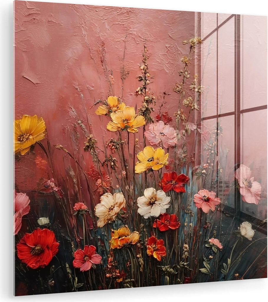 MuchoWow Glasbilder - Bilder auf Wandbild - Foto auf Glas Blumenstrauß - Feine Details - Rosa 20x20 cm Wanddekoration aus Glas - Acrylglasbild - A...