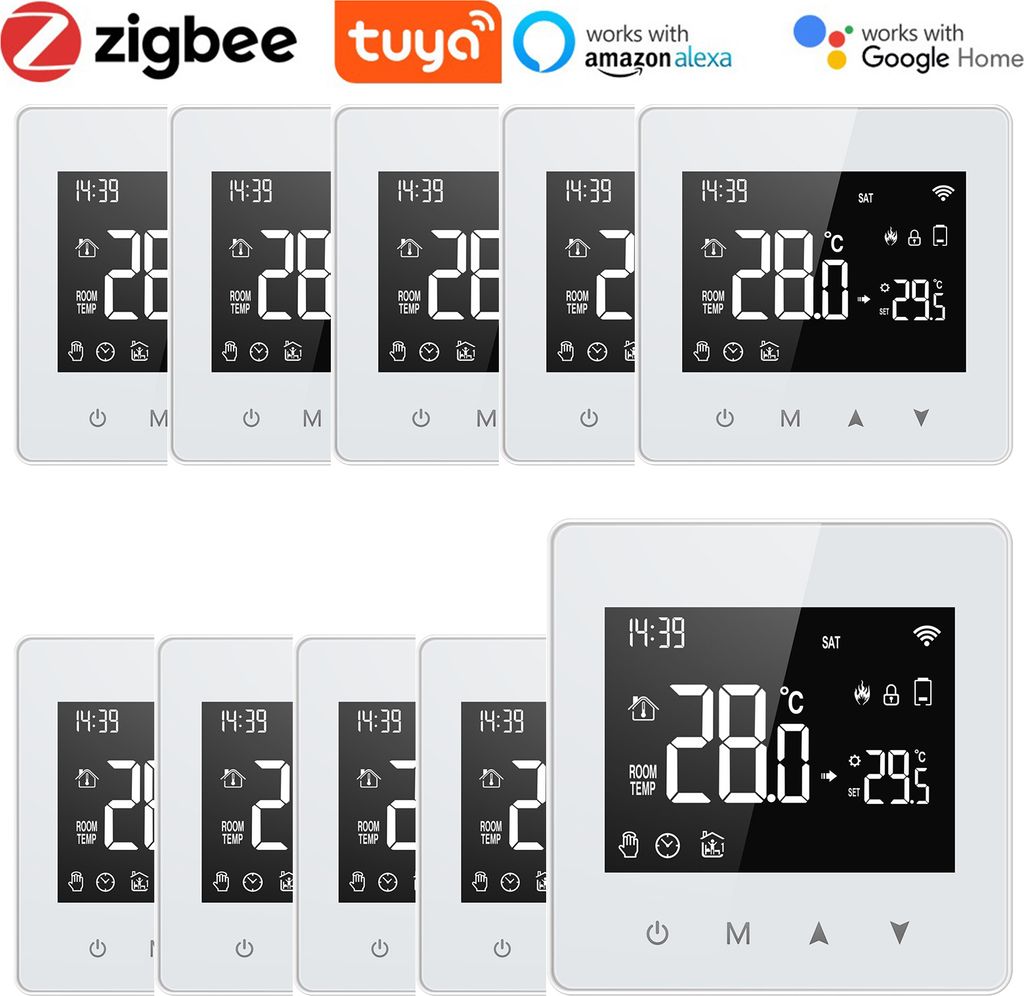 10X Tuya ZigBee Digital LCD Raumthermostat Thermostat , Wandthermostat Unterputz Fussbodenheizung fuer Wasser-Gas-Kessel, kompatibel mit Amazon Al...