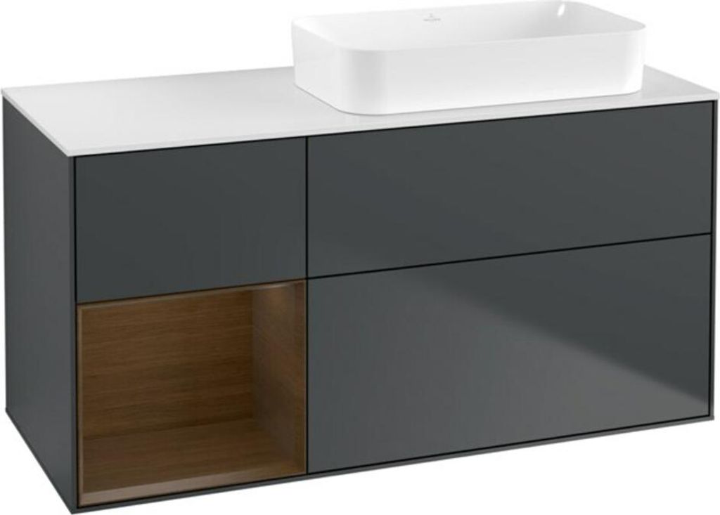 V&B Waschtischunterschrank Finion 120x60 cm, Reg li wal ven, md bl. m Lac