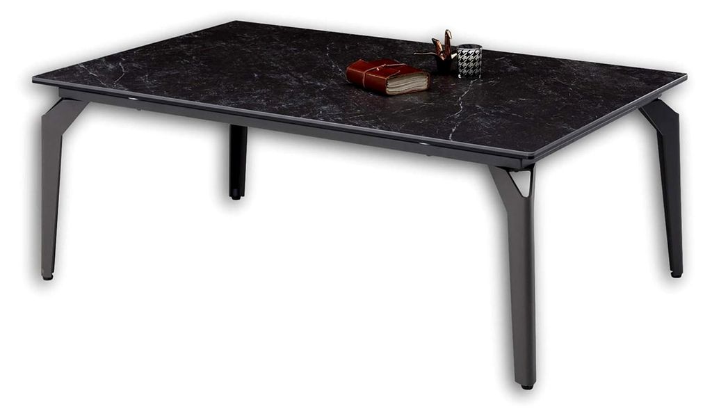 Couchtisch mit Keramikoberfläche und Metallgestell, Anthrazit - Sofatisch für den Wohnbereich - 110 x 41 x 70 cm (B/H/T)