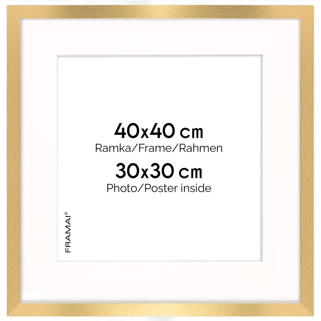 Cornice FRAMAI® 40x40 cm in oro con passe-partout - Telaio Immagine del prodotto 