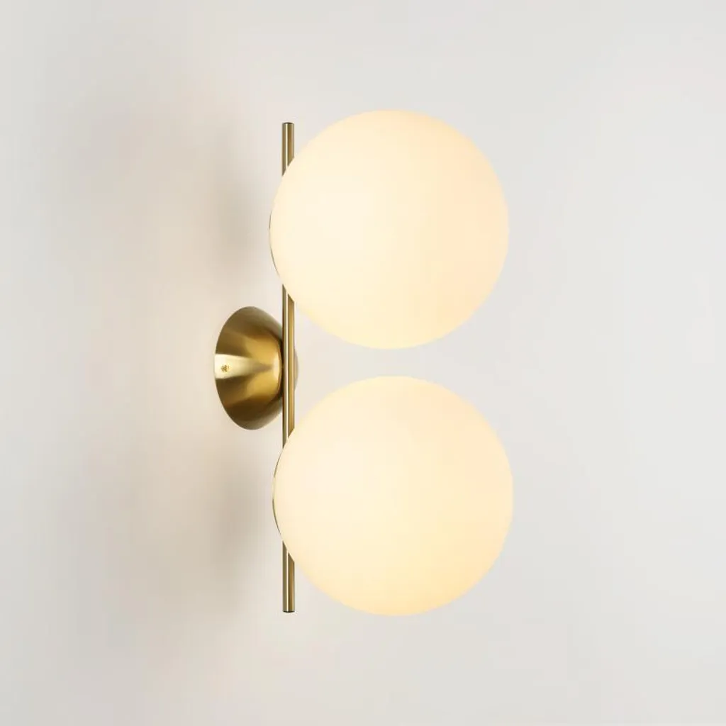 Applique murale dorée élégante double boule cristal design minimaliste