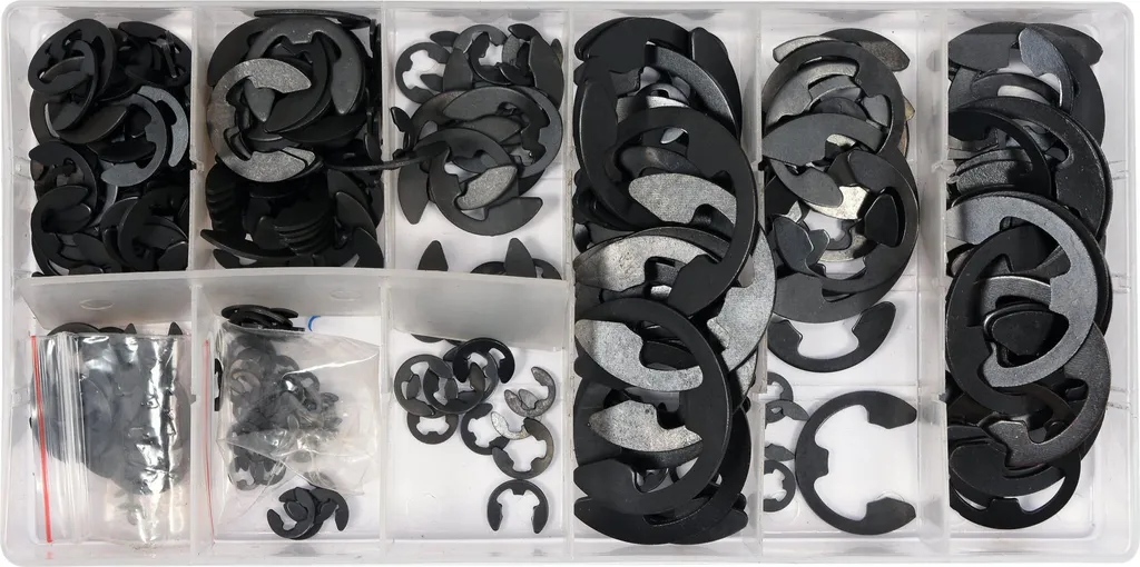 300 Anelli di Fermo E-Clip Acciaio 1,5-22mm per Meccanica Agricola - 1