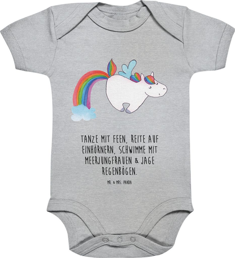 Mr. & Mrs. Panda Strampler Baby Einhorn Fliegendes Pferd 1. - 3. Monat - Heather Grey - Geschenk, Glitzer, overall, Babybody, babykleidung body, Un...