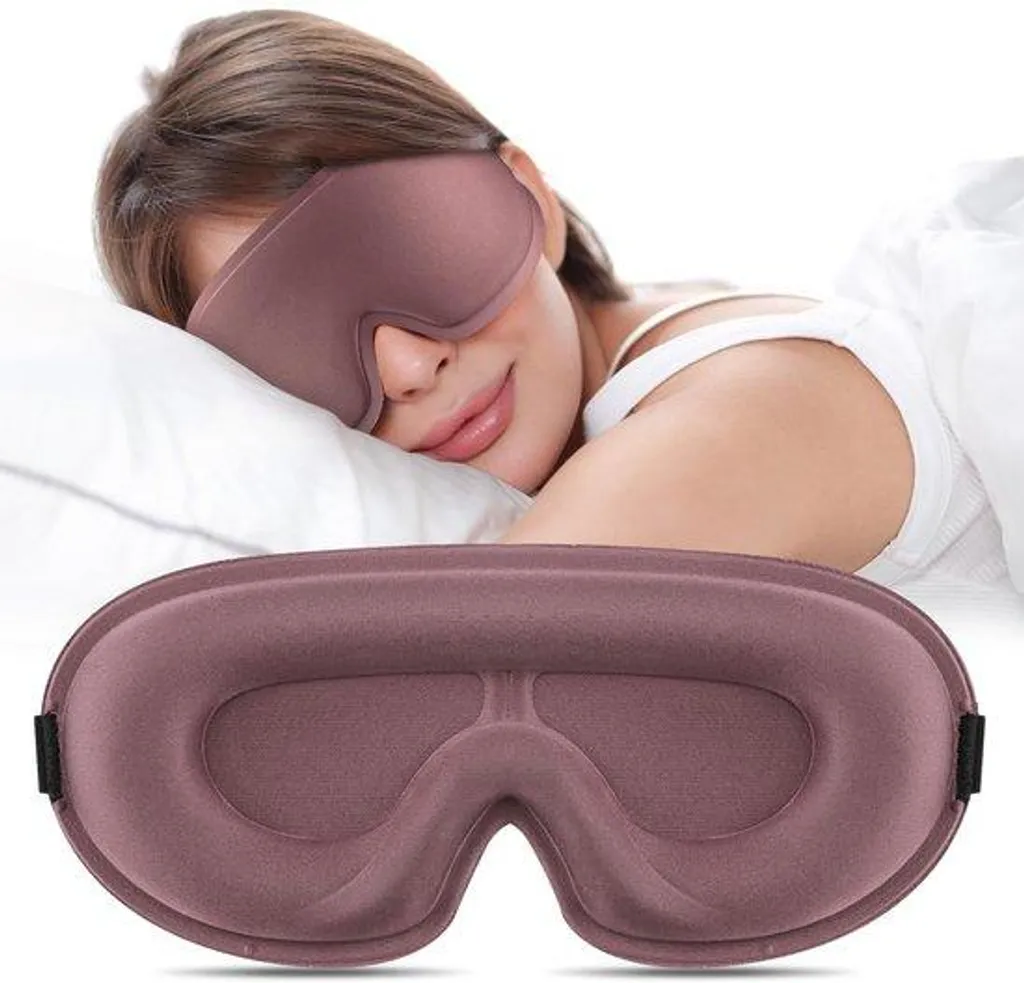 Masque de sommeil 3D rose pour dormeurs latéraux avec sangle réglable
