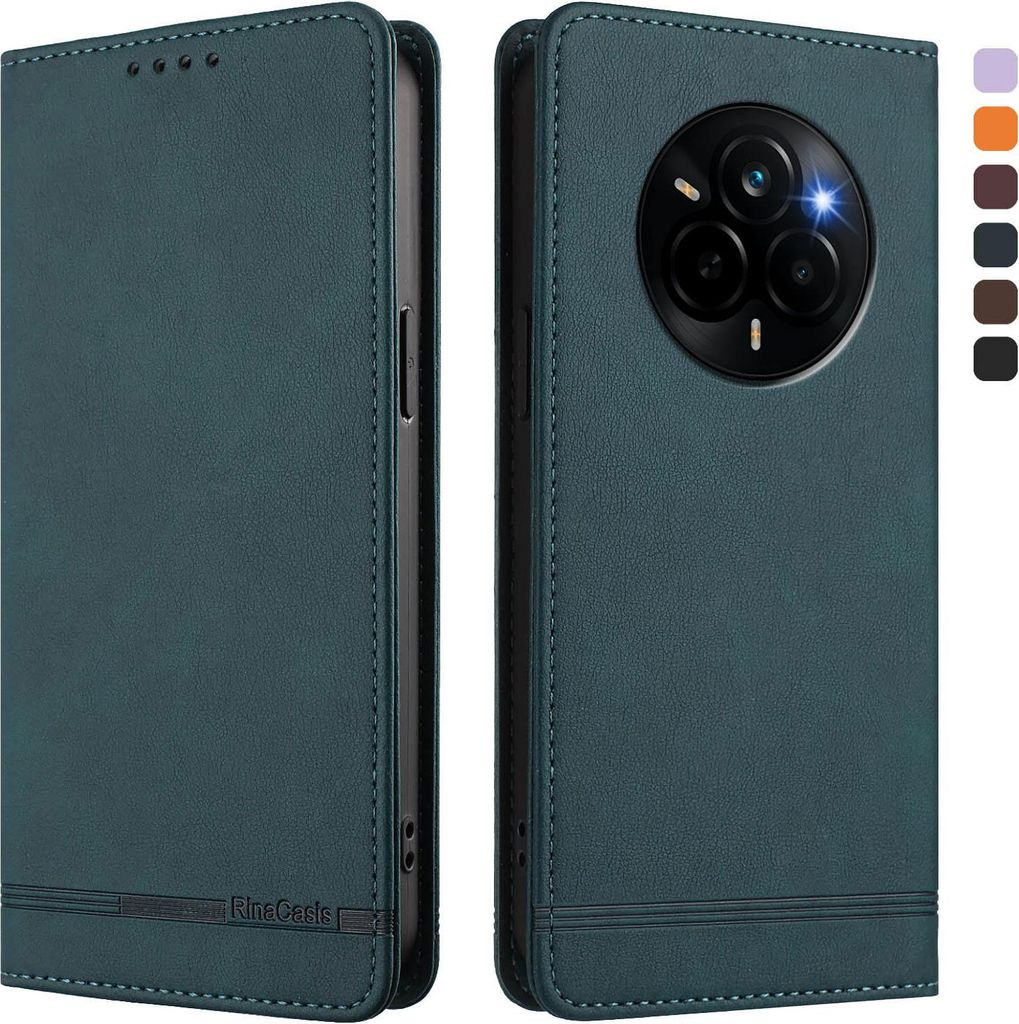 Hülle für Realme Narzo 80 Pro, Retro Kunstleder Ständer Klapphülle mit Kartenfächer und Magnetische Grün