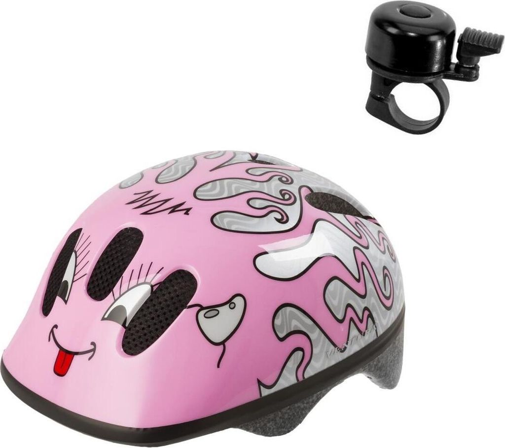 Ventura Kinderhelm Gr. S Curly, rosa/silber inkl. 1 x Fahrradklingel