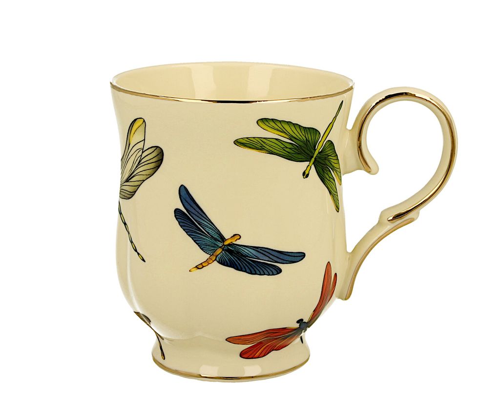DUO ECRU Becher 450 ml DRAGONFLIES New Bone China Porzellan Produktbild 