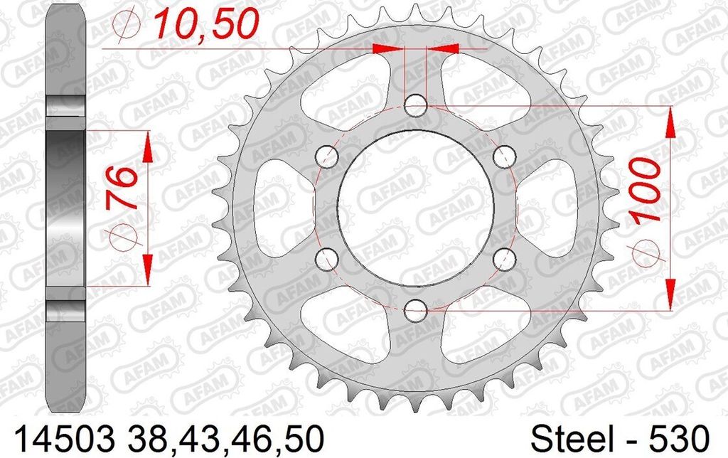 AFAM Standard Stahlritzel hinten 14503 - 530