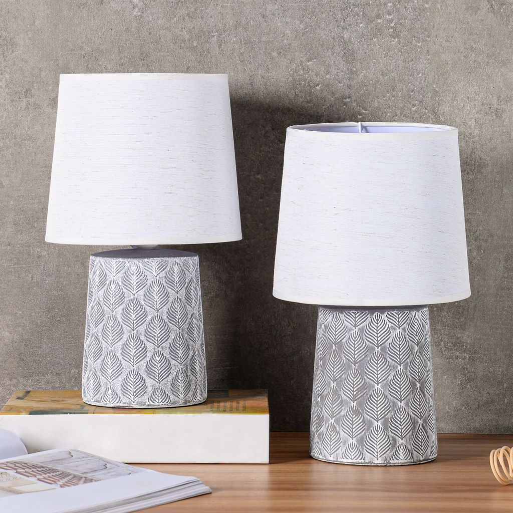 Lampada da tavolo 41h cm in ceramica nero e paralume in lino