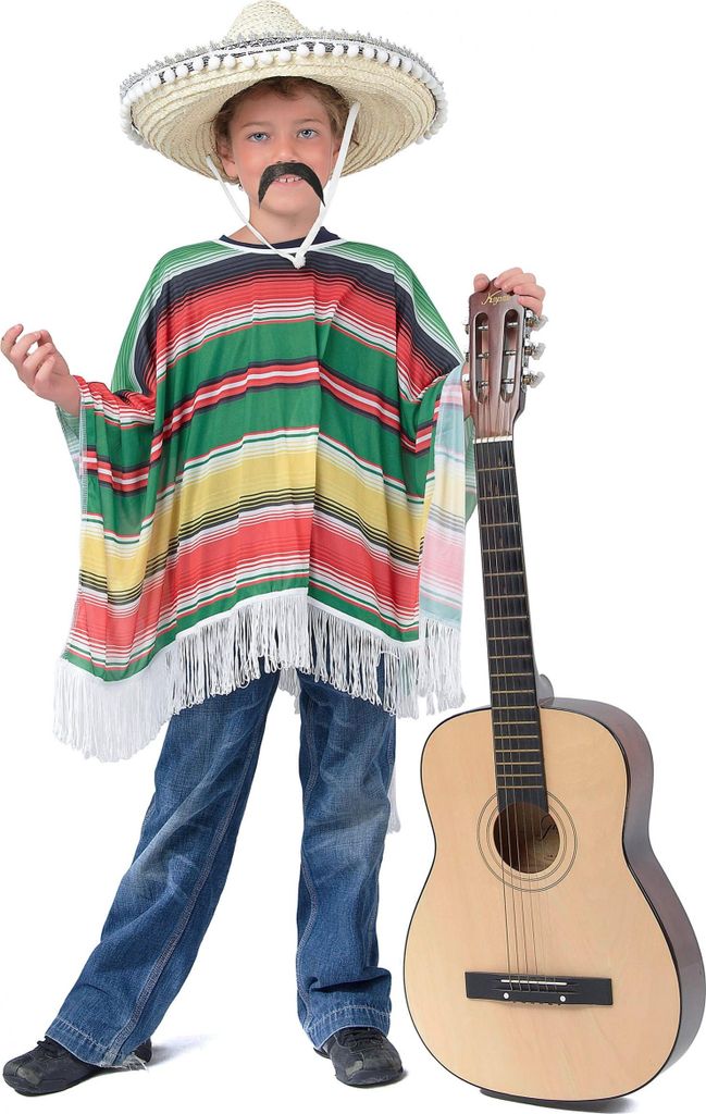 Mexikanischer Kinder-Poncho Kostümzubehör 53 x 103 cm bunt Produktbild 