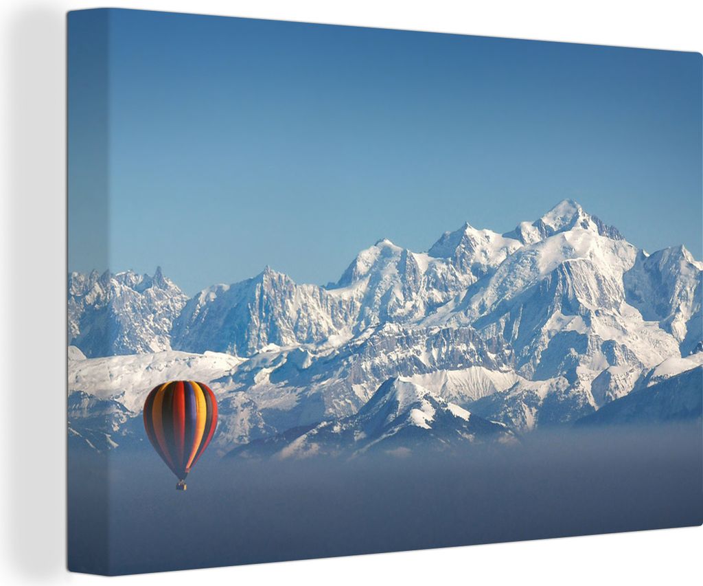 OneMillionCanvasses - Leinwandbilder - 140x90 cm, Aufsteigender Ballon am Mont Blanc, Wandbilder Kunstdruck Wanddekoration - Foto auf Leinwand - ...