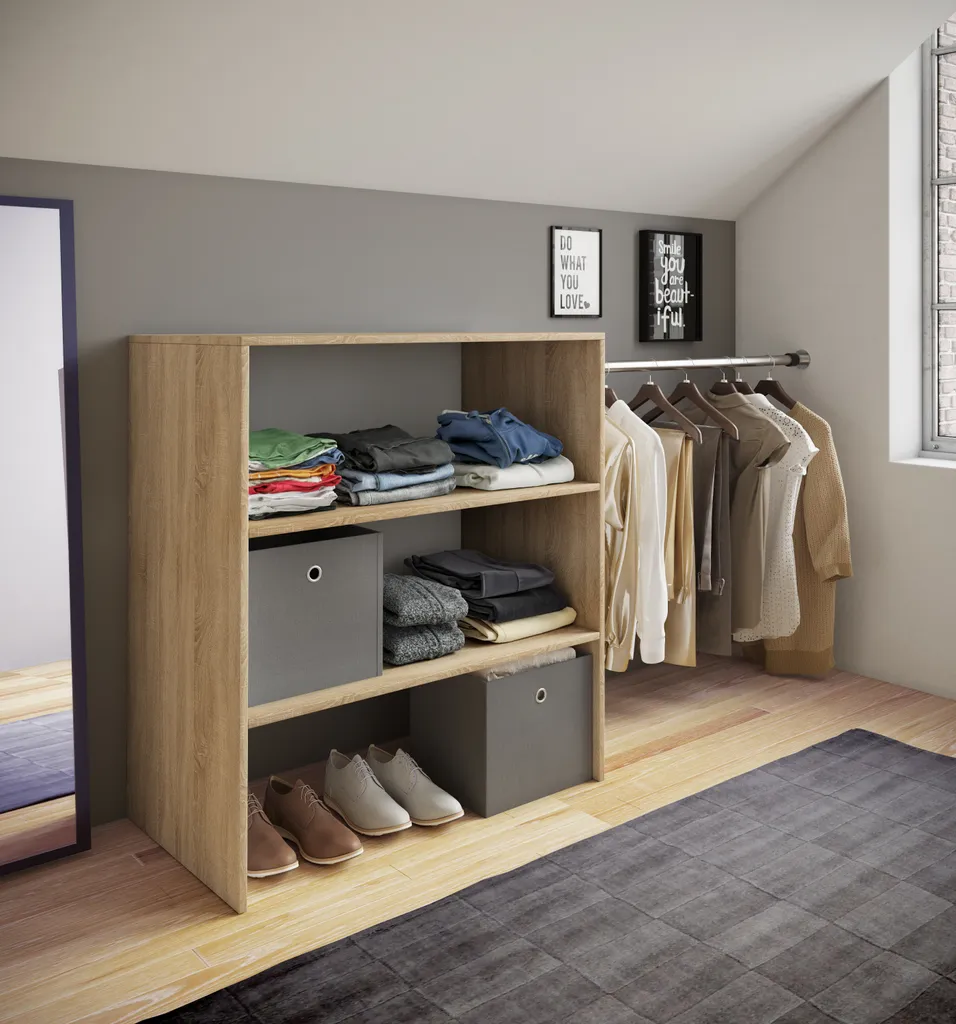 Armoire de Rangement Dacho1 Multi-usage 3 Tablettes et Penderie Bois - 4