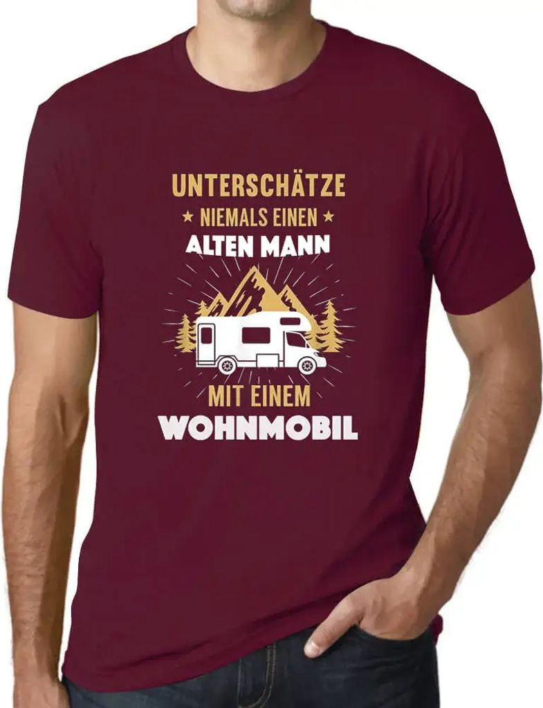 Herren Grafik T-Shirt Unterschätze Niemals Wohnmobil Öko-Verantwortlich Vintage Jahrgang Kurzarm Lustige Druck Geburtstag Geschenk Mann