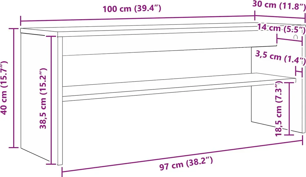 Mobile Porta TV Rovere Artigianale SYFAX Multistrato 100x30x40cm - 9