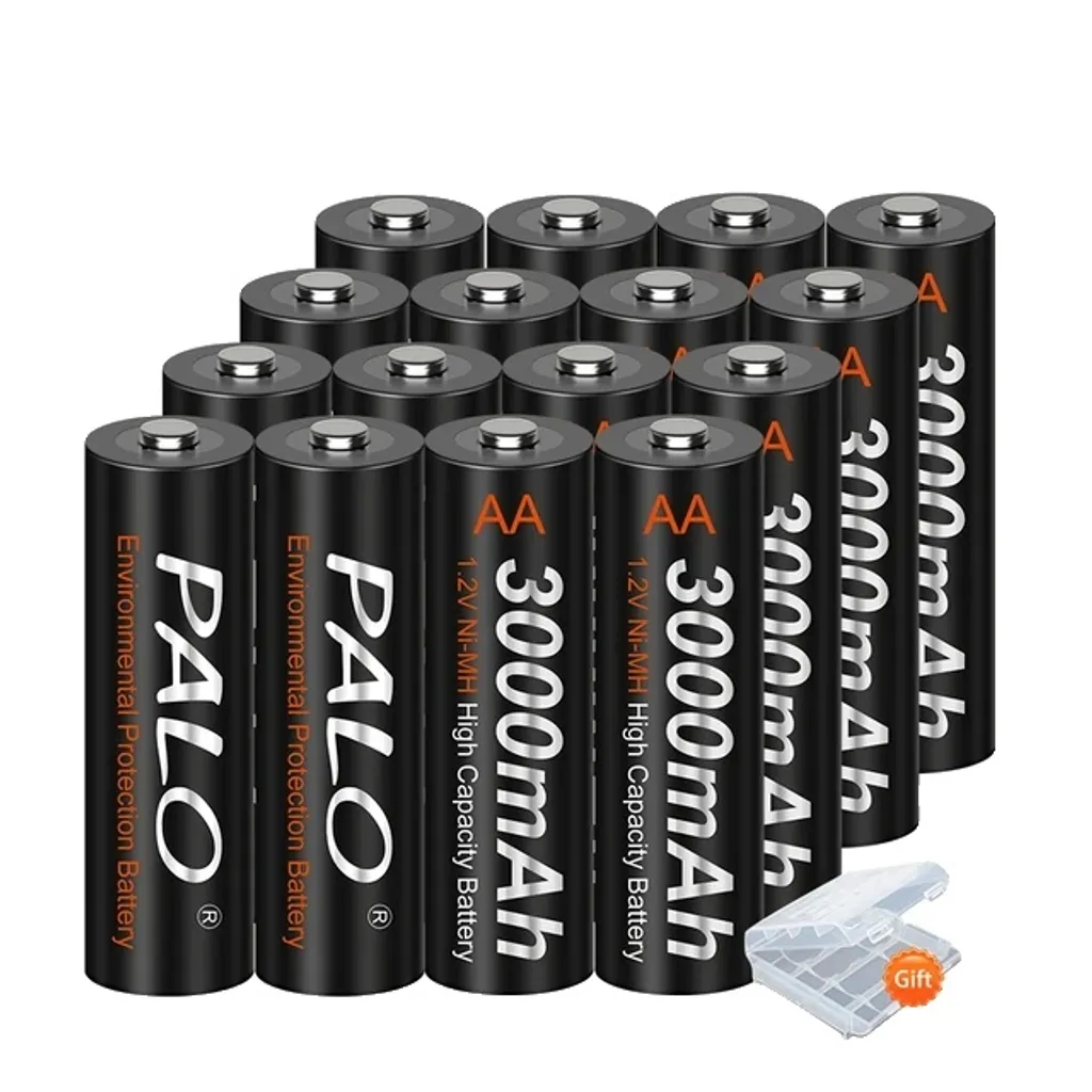 Pack de 16 Piles Rechargeables AA 3000mAh avec Chargeur Intelligent LCD