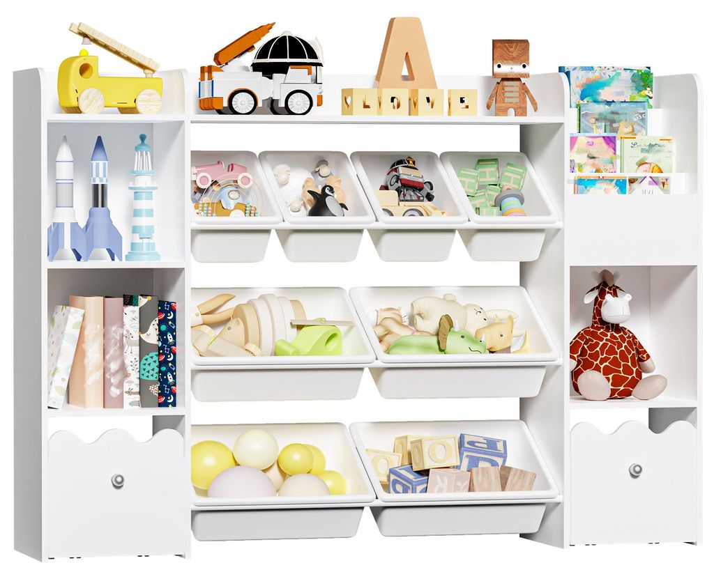 HOMMPA Holz Kinder Bücherregal Kinderregal mit 4 Boxen und Produktbild 
