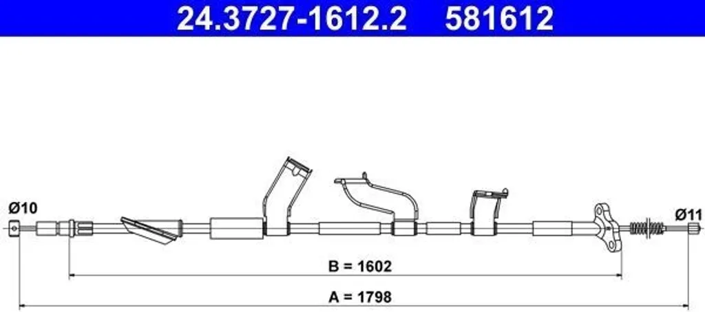 Câble de frein à main ATE 24.3727-1612.2 pour HONDA CR-V III Arrière Droit