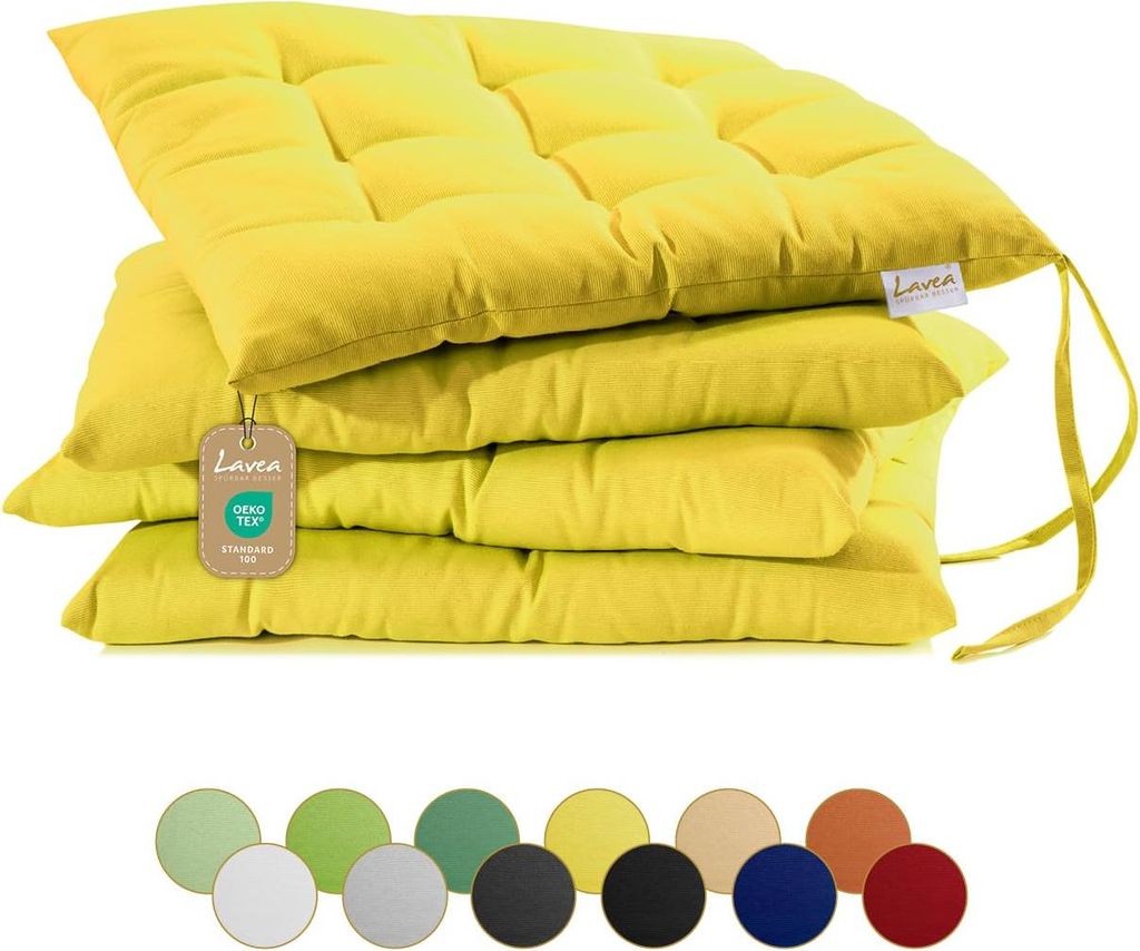 Lavea® Sitzkissen 40x40 cm, 4er Set, Zartgelb - mit Produktbild 