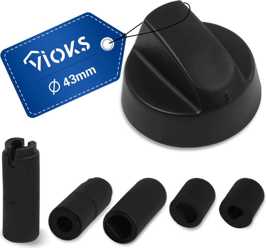 Knebel Drehgriff 43mmØ SET mit Adaptern Universal für Kochfeld Herd Backofen Heizgerät