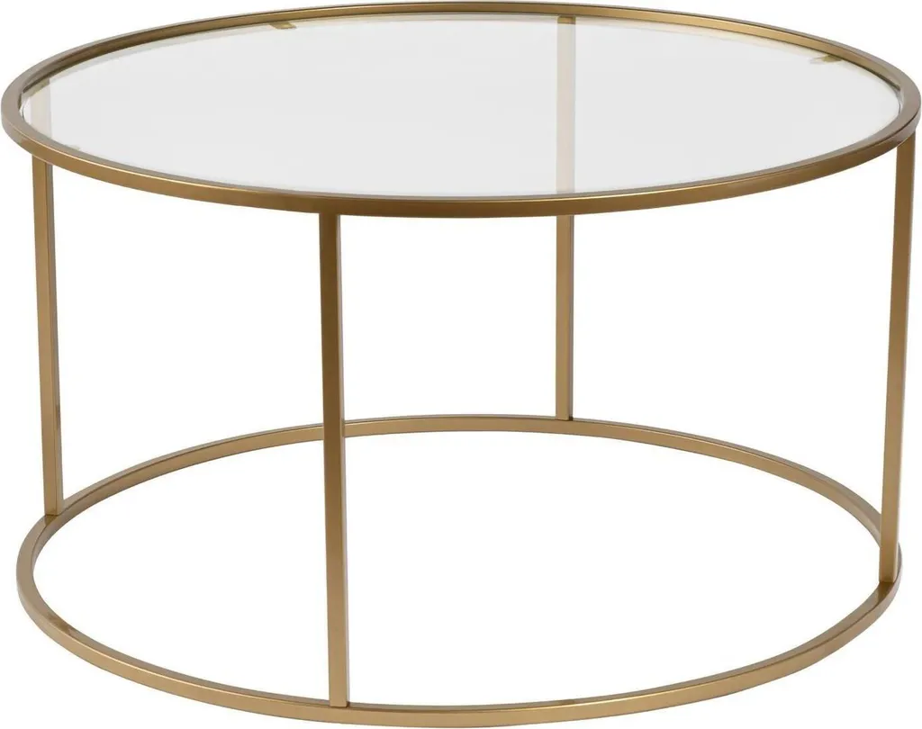 Table basse dorée Geralt 80x80 cm - Plateau spacieux et structure robuste