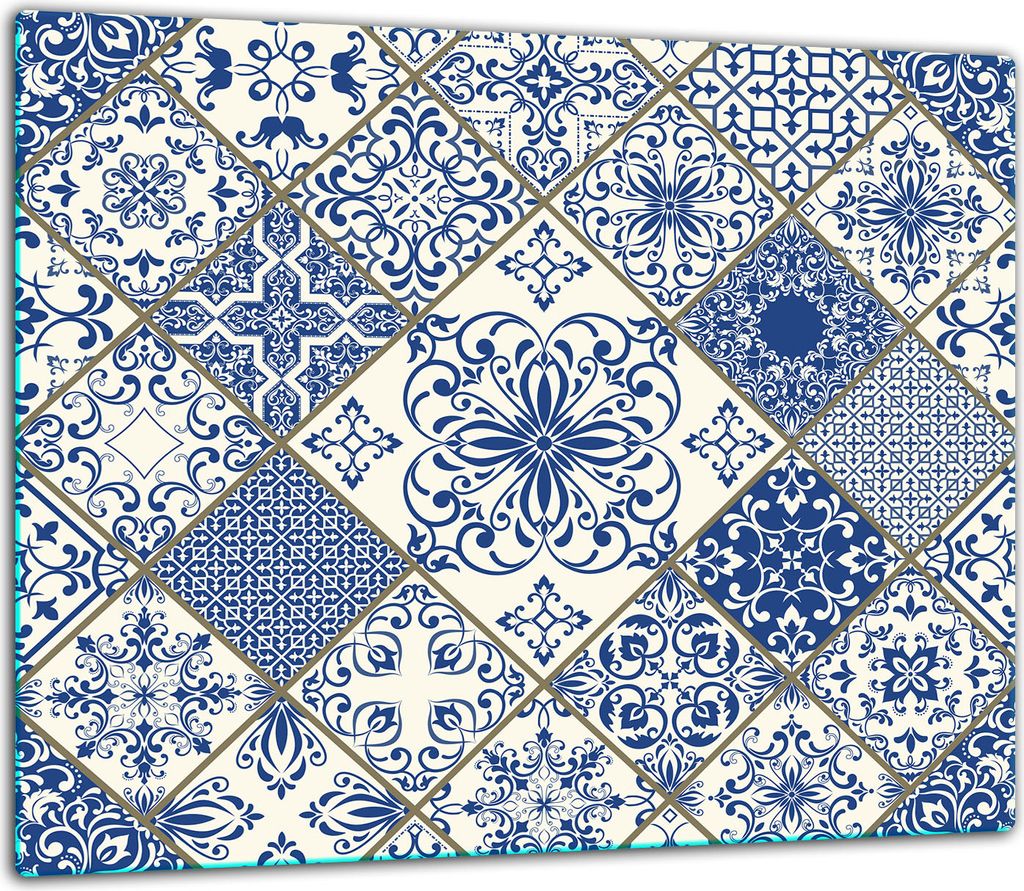 Herdabdeckplatten Glaskeramikkochfeld-Abdeckung Spritzschutz Glas 60x52cm Muster