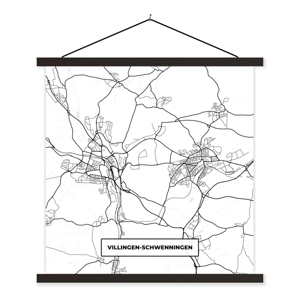 MuchoWow Textilposter Stadtplan - Karte - Villingen-Schwenningen 40x40 cm mit schwarzem Rahmen - Fotos