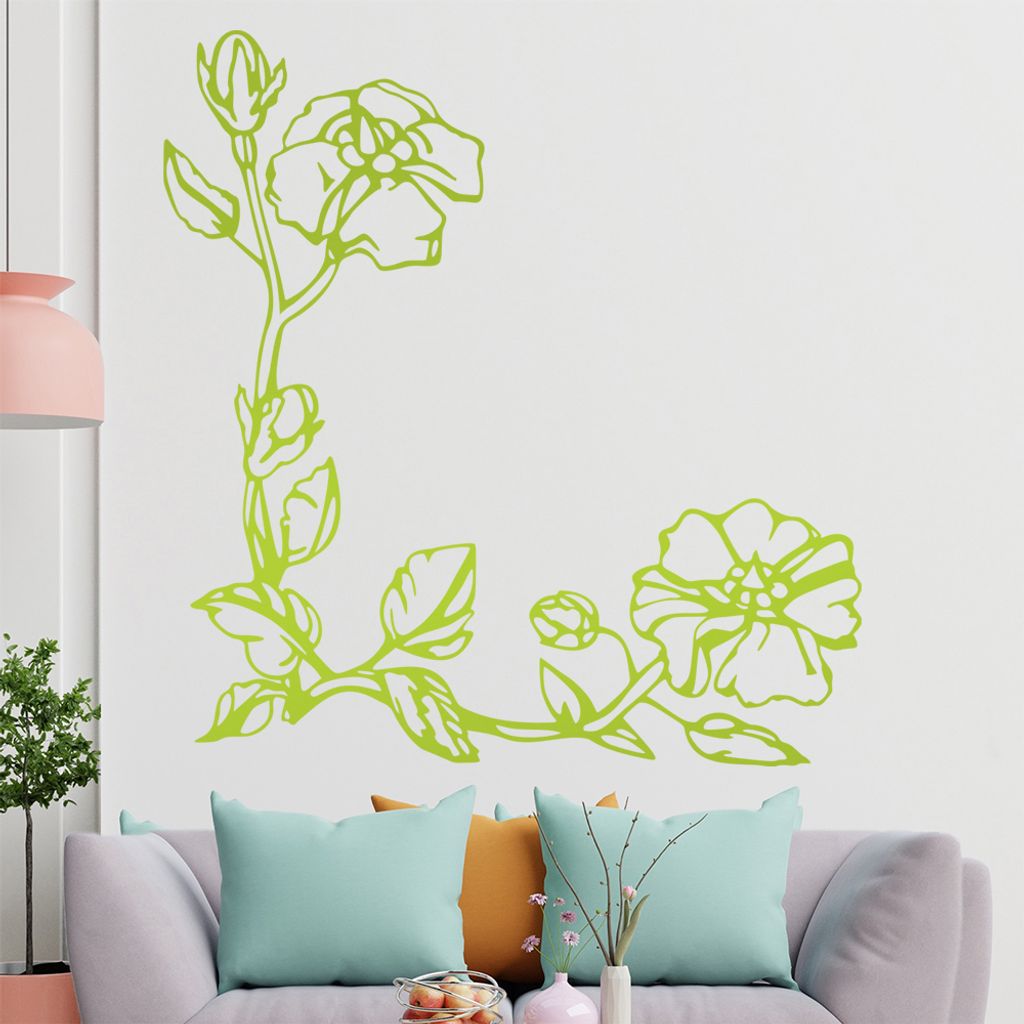 Blumen - Ranken Wandtattoo in 6 Größen - Wandaufkleber Wall Sticker - Dekoration, Küche, Wohnzimmer, Schlafzimmer, Badezimmer