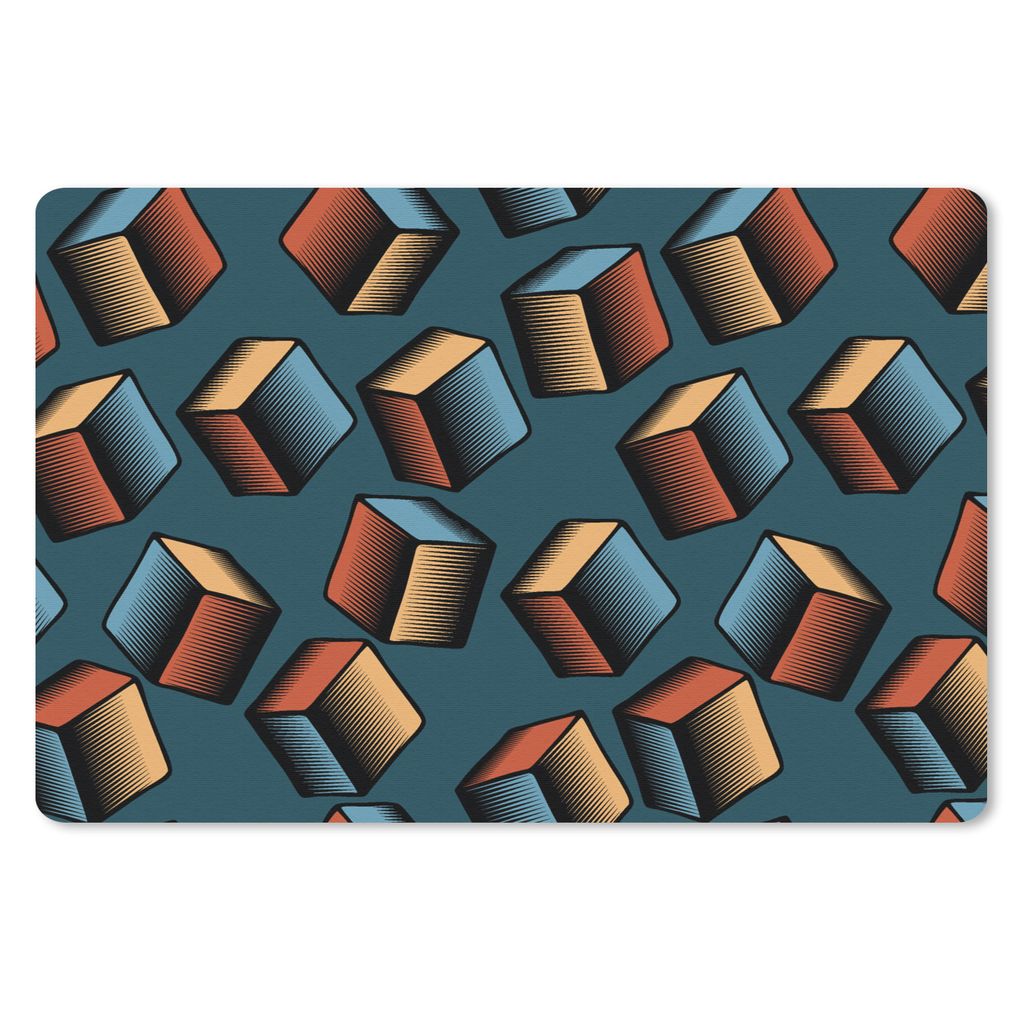 MuchoWow Mauspad Mousepad Muster - Würfel - 3D 27x18 cm - Mousepads - Maus Mat - Pad - Mausunterlage - Büroartikel - Desk Matten