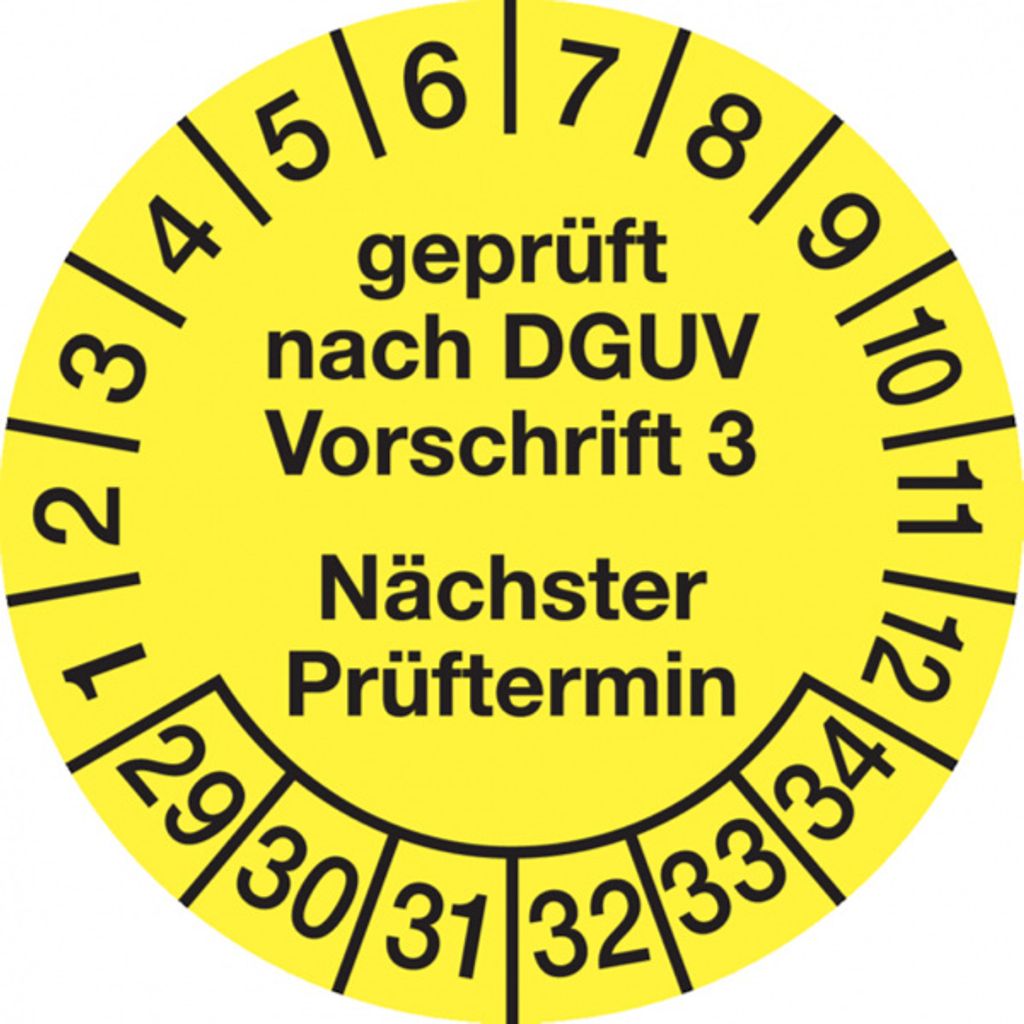 Dreifke Prüfplakette nach DGUV Vorschrift 3 Nächster Prüftermin - 20 mm Foli...