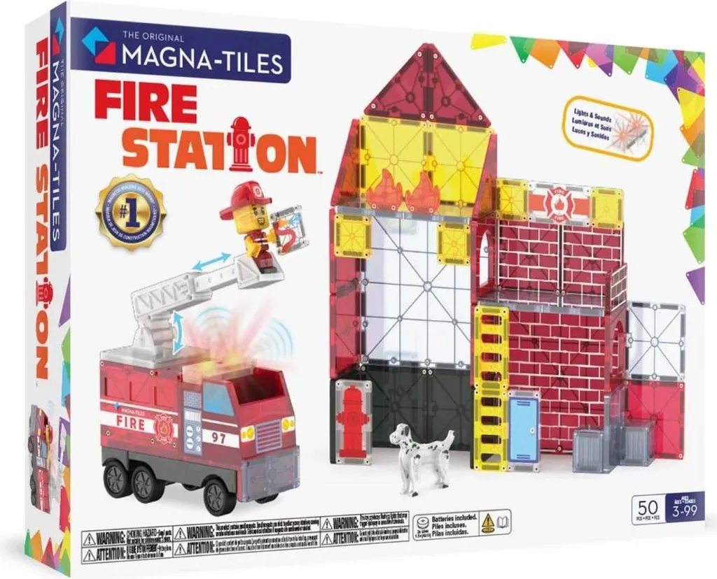 Magna-Tiles Fire Station : tuiles magnétiques en plastique ABS sans BPA