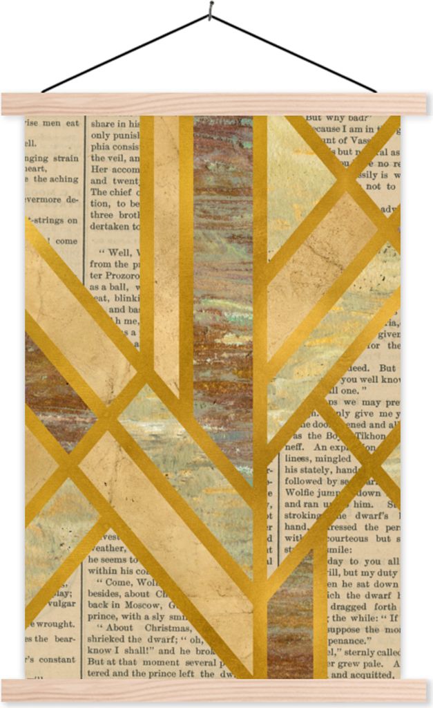 MuchoWow Textilposter Marmor - Vintage - Gold 40x60 cm mit holzfarbenen Rahmen - Poster